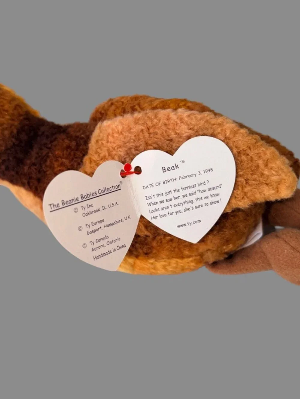 TY Beanie Baby Beak the Kiwi Bird 1998 Retired Plush Vintage With Tags